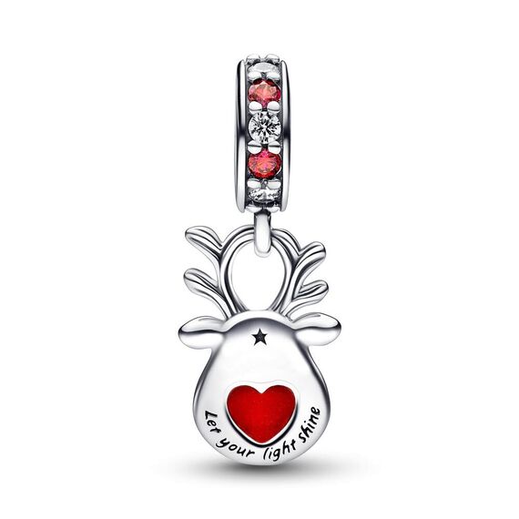 Feitery Christmas Charms Christmas Mouse and Reindeer Charm Set Kompatibilität für Pandora Armband Bead Charm für Damen Weihnachtszeit