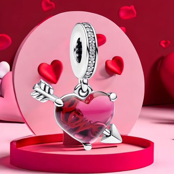 Feitery Christmas Rosa Herzen Charms Kompatibilität für Pandora Armband Bead Charm für Damen Weihnachtszeit