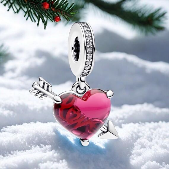 Feitery Christmas Rosa Herzen Charms Kompatibilität für Pandora Armband Bead Charm für Damen Weihnachtszeit
