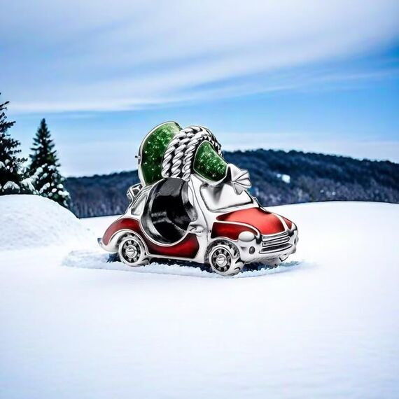 Feitery Christmas Charms Festliches Auto & Weihnachtsbaum Kompatibilität für Pandora Armband Bead Charm für Damen Weihnachtszeit