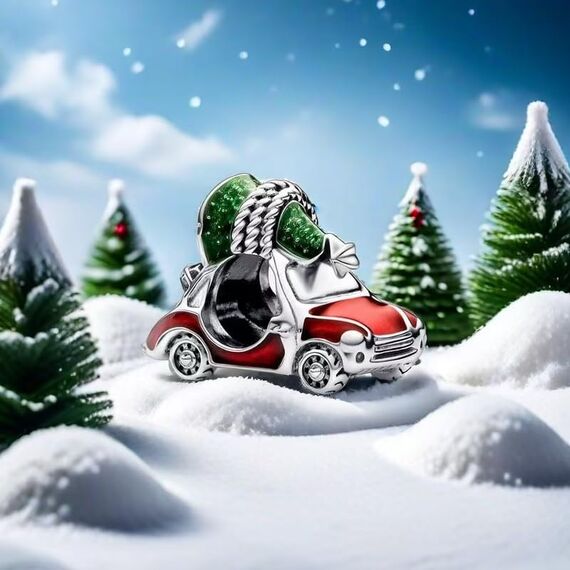 Feitery Christmas Charms Festliches Auto & Weihnachtsbaum Kompatibilität für Pandora Armband Bead Charm für Damen Weihnachtszeit