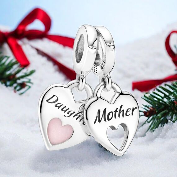 Feitery Familie Daughter and Mother Charms Armband Bead Charm für Damen Weihnachtszeit