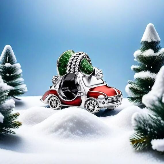 Feitery Christmas Charms Festliches Auto & Weihnachtsbaum Kompatibilität für Pandora Armband Bead Charm für Damen Weihnachtszeit