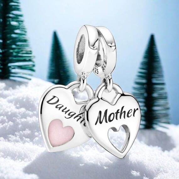 Feitery Familie Daughter and Mother Charms Armband Bead Charm für Damen Weihnachtszeit