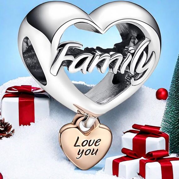 Feitery Christmas Familie Charms Kompatibilität für Pandora Armband Bead Charm für Damen Weihnachtszeit (Familie)