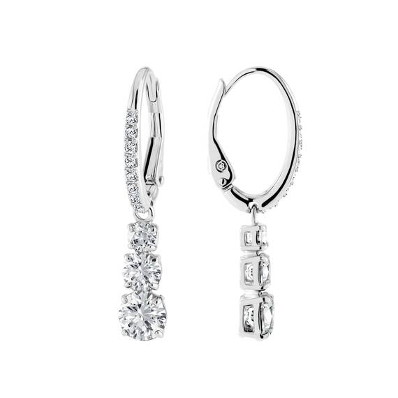 Swarovski Stilla Attract Trilogy Ohrringe, Weiss, Rhodiniert