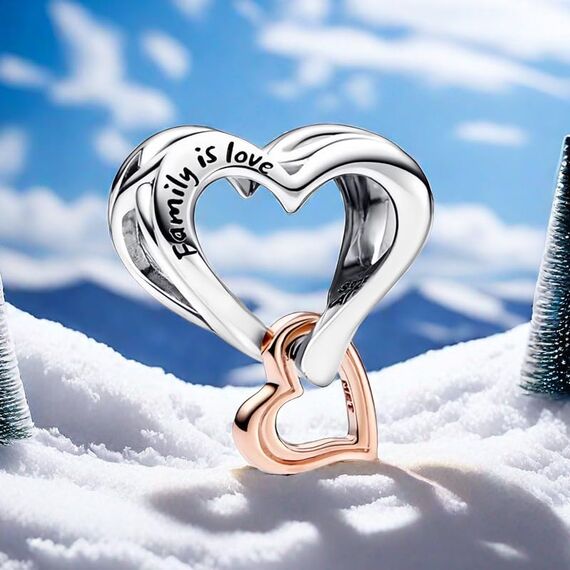 Feitery Christmas Family is Love Charms Kompatibilität für Pandora Armband Bead Charm für Damen Weihnachtszeit
