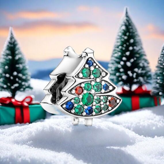 Feitery Christmas Weihnachtsbaum Charms Kompatibilität für Pandora Armband Bead Charm für Damen Weihnachtszeit