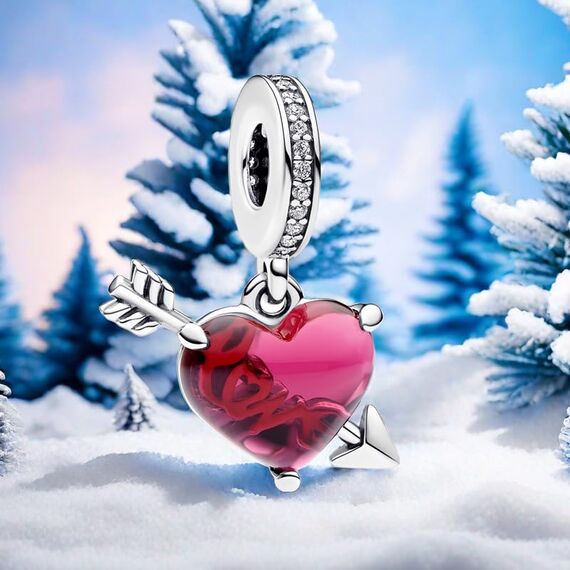 Feitery Christmas Rosa Herzen Charms Kompatibilität für Pandora Armband Bead Charm für Damen Weihnachtszeit