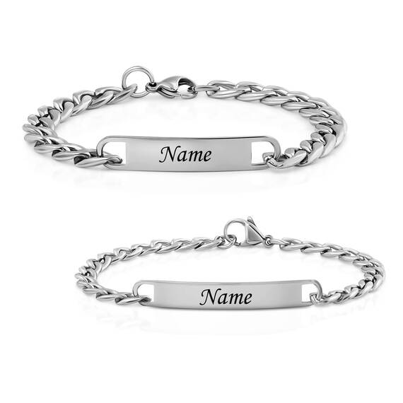 Gravurtastisch Armbander mit Gravur | Personalisiertes Armband für Paare | Armband mit Gravur | Pärchenarmband | Namensarmband | Silberarmband für Herren & Damen
