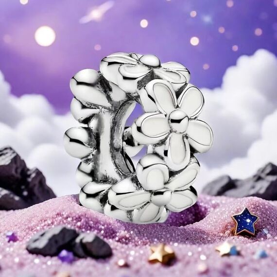 Feitery White Daisy Flower Spacer Gänseblümchen Charms Armband Bead Charm für Damen Weihnachtszeit