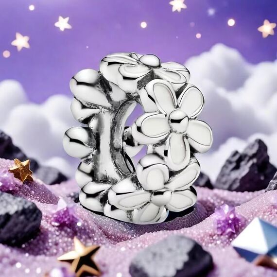 Feitery White Daisy Flower Spacer Gänseblümchen Charms Armband Bead Charm für Damen Weihnachtszeit