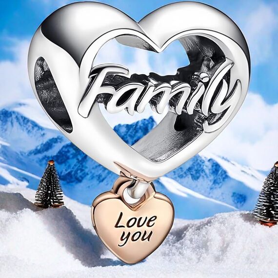 Feitery Christmas Familie Charms Kompatibilität für Pandora Armband Bead Charm für Damen Weihnachtszeit (Familie)