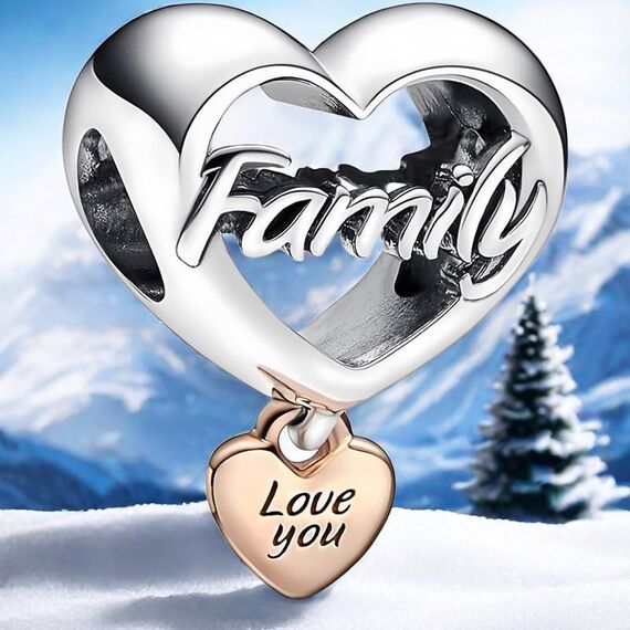 Feitery Christmas Familie Charms Kompatibilität für Pandora Armband Bead Charm für Damen Weihnachtszeit (Familie)