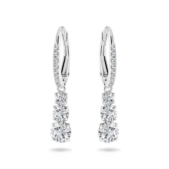 Swarovski Stilla Attract Trilogy Ohrringe, Weiss, Rhodiniert