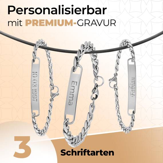 Gravurtastisch Armbander mit Gravur | Personalisiertes Armband für Paare | Armband mit Gravur | Pärchenarmband | Namensarmband | Silberarmband für Herren & Damen