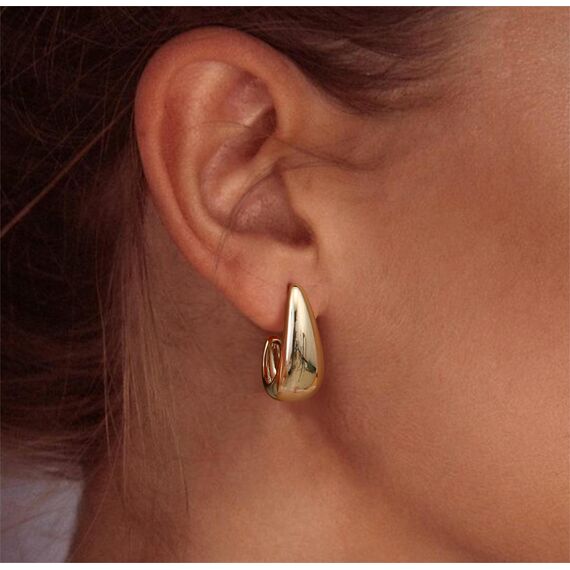 DOCHAIS Ohrringe Gold Damen | 14K Vergoldete Huggie Creolen 925 Sterling Silber Stecker, Hypoallergene Tropfen Ohrringe, Wasserfeste Klein Offen Creolen Gold Statement Schmuck Geschenke Frauen