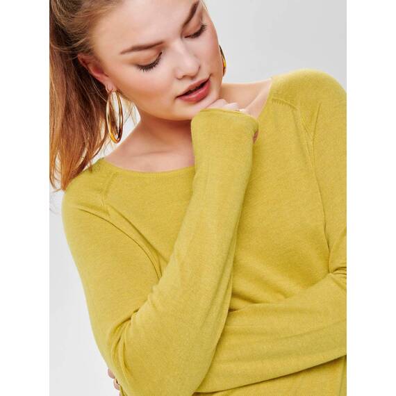 ONLY Damen Onlmila Lacy L/S Long Pullover Knt Noos, Yolk Yellow/Detail:w. Melange, 3XL