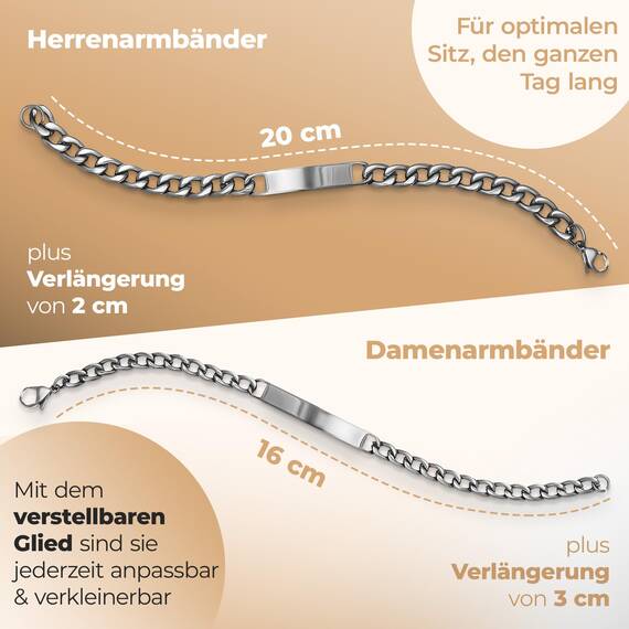 Gravurtastisch Armbander mit Gravur | Personalisiertes Armband für Paare | Armband mit Gravur | Pärchenarmband | Namensarmband | Silberarmband für Herren & Damen