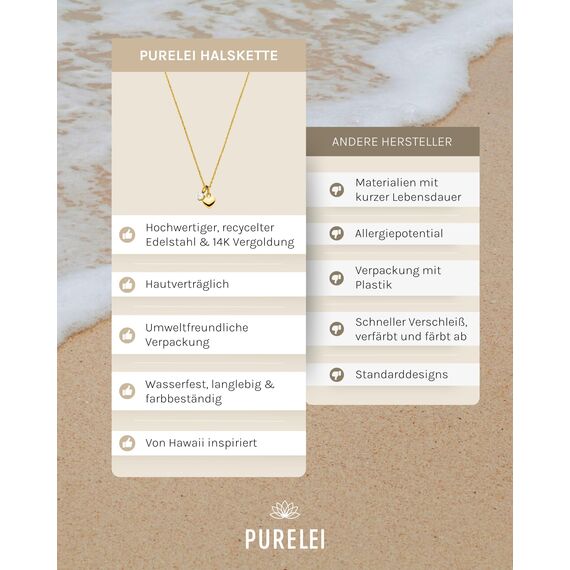 Purelei Brave Kette Damen (Gold) – Halskette Damen aus Edelstahl (14K vergoldet) – Wasserfeste Halskette – 50-55 cm Länge verstellbar – Schmuck für deinen individuellen Look