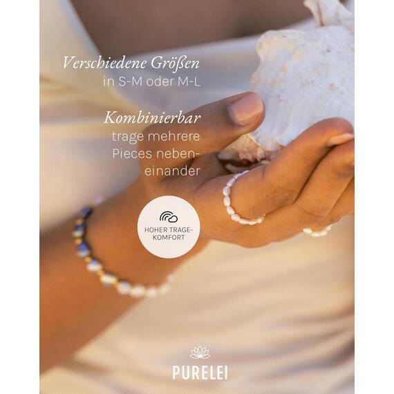 Purelei Pearly Anti Stress Ring – Elastischer Damenring aus schimmernden Süßwasserperlen – Wasserfeste Ringe – Modeschmuck für deinen individuellen Look