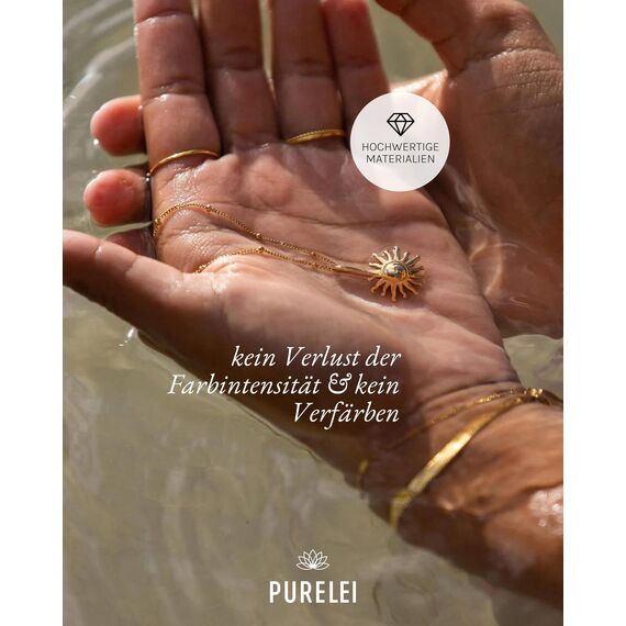 Purelei Sun Kette Damen (Gold) – Halskette Damen aus langlebigem Edelstahl – Wasserfeste Kette mit Anhänger – 50-55 cm Länge verstellbar – Halskette für deinen individuellen Look