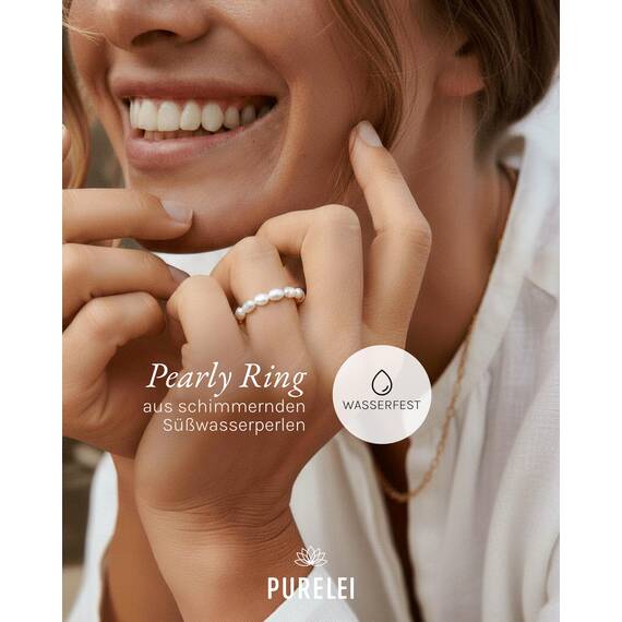 Purelei Pearly Anti Stress Ring – Elastischer Damenring aus schimmernden Süßwasserperlen – Wasserfeste Ringe – Modeschmuck für deinen individuellen Look