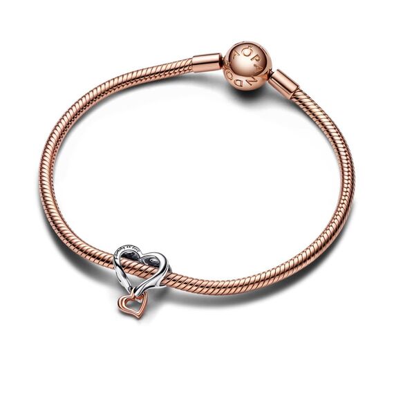 PANDORA Moments Bicolor Offen gearbeitetes Unendlichkeits-Herz Charm mit rosevergoldeter Metalllegierung Moments Collection, kompatibel Moments Armbändern, 782642C00
