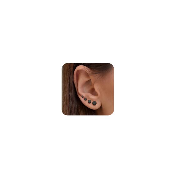 YADOCA 4 Paare G23 Titanium Ohrstecker Hypoallergen für Damen Herren Mädchen Schwarz Ohrstecker Runde Scheibe Ohrringe für Empfindliche Ohren 2/3/4/5mm