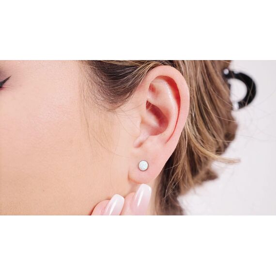 Limerencia Medizinische Titan Ohrringe, G23 Hypoallergen Gesundheitsstecker Ohrstecker mit Schraubverschluss, Nickelfreie Ohrringe für Damen, Mädchen und Kinder(White Opal)