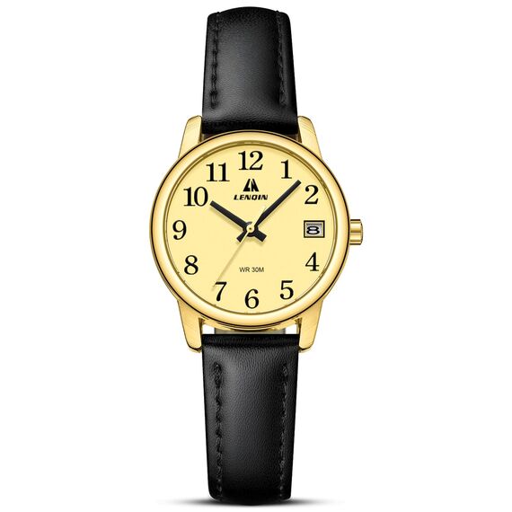 LN LENQIN Uhr Damen Armbanduhr Damen Uhr mit Großen Ziffern Analog Quarzuhr für Frauen mit Lederband