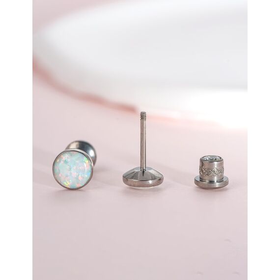 Limerencia Medizinische Titan Ohrringe, G23 Hypoallergen Gesundheitsstecker Ohrstecker mit Schraubverschluss, Nickelfreie Ohrringe für Damen, Mädchen und Kinder(White Opal)