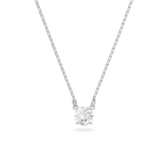 Swarovski Stilla Attract Halskette, Rundschliff, Weiß, Rhodiniert