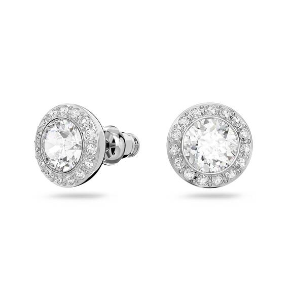 Swarovski Una Angelic Ohrstecker, Rundschliff, Weiß, Rhodiniert