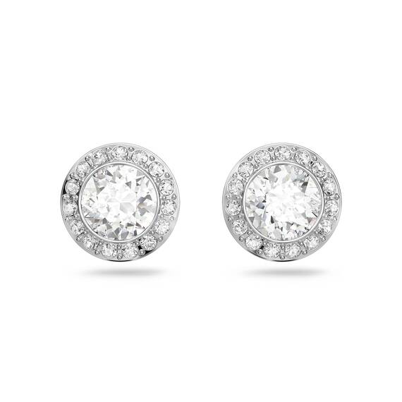 Swarovski Una Angelic Ohrstecker, Rundschliff, Weiß, Rhodiniert