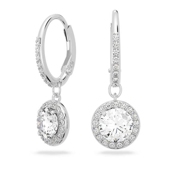 Swarovski Una Angelic Drop-Ohrhänger, Rundschliff, Weiß, Rhodiniert