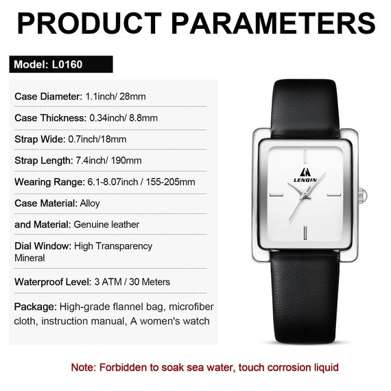 LN LENQIN Uhr Damen Armbanduhr Damen Uhr mit Großen Ziffern Analog Quarzuhr für Frauen mit Lederband
