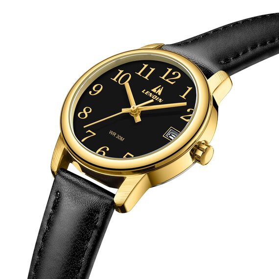 LN LENQIN Uhr Damen Armbanduhr Damen Uhr mit Großen Ziffern Analog Quarzuhr für Frauen mit Lederband