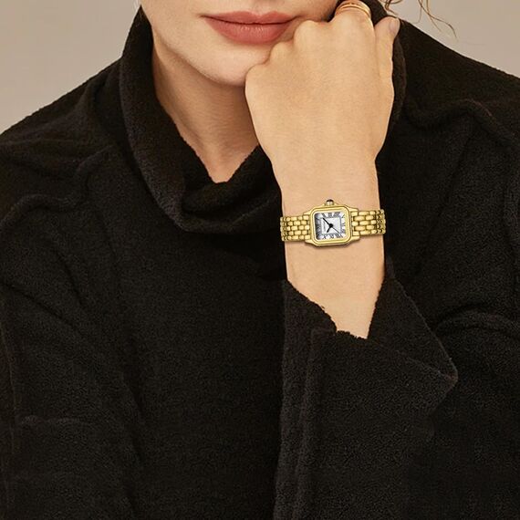 CHEETAH Armbanduhr Damen Kleine Analoge Quarz Uhr Damen mit Vintage-Armband, Rechteckiges Gehäuse, Römisches Zifferblatt, Digitale wasserdichte Armbanduhr für Frauen und Mädchen - Gold Weiß