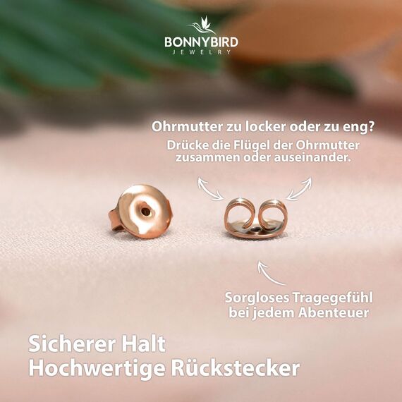 BONNYBIRD® Ohrringe Rosegold Set für mehrere Ohrlöcher Damen Goldene Medizinische Ohrstecker Chirurgenstahl Gesundheitsstecker Edelstahl Stecker Nickelfrei Schmuck Klein Wasserfest Hypoallergen Mini