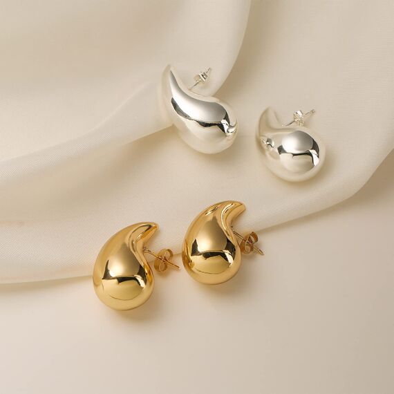 Rajputana Dupes Ohrringe Drop Earrings Chunky Gold Earrings for Women Teardrop Tropfen Ohrringe Vergoldet für Frauen Mädchen Mode Trendy lightweight Hypoallergenic Schmuck