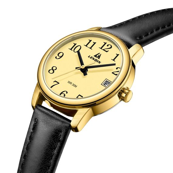 LN LENQIN Uhr Damen Armbanduhr Damen Uhr mit Großen Ziffern Analog Quarzuhr für Frauen mit Lederband
