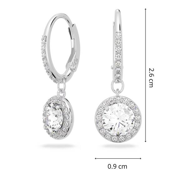 Swarovski Una Angelic Drop-Ohrhänger, Rundschliff, Weiß, Rhodiniert