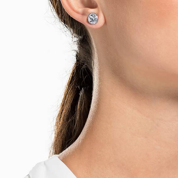 Swarovski Una Angelic Ohrstecker, Rundschliff, Weiß, Rhodiniert