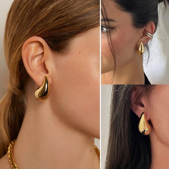 Rajputana Dupes Ohrringe Drop Earrings Chunky Gold Earrings for Women Teardrop Tropfen Ohrringe Vergoldet für Frauen Mädchen Mode Trendy lightweight Hypoallergenic Schmuck