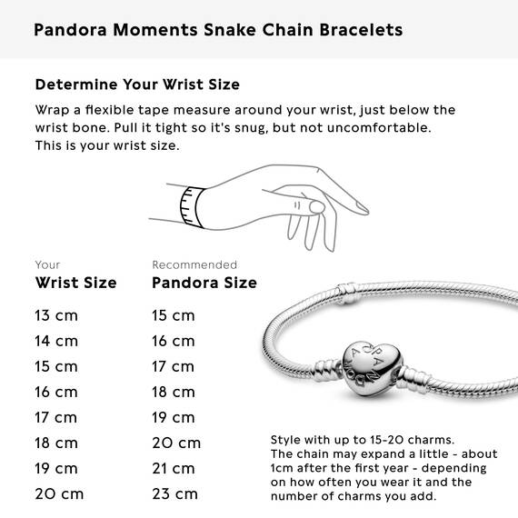 PANDORA Moments Schlangen-Gliederarmband mit Herz-Verschluss aus Sterling-Silber, kompatibel mit Charms und Anhängern aus der Moments Kollektion, Größe: 21cm
