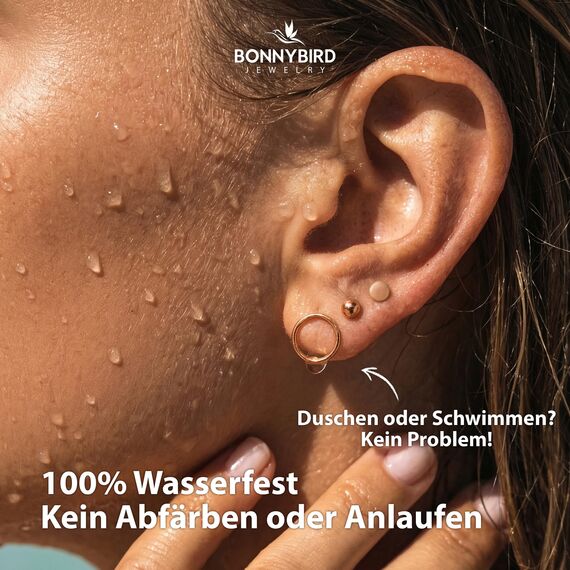 BONNYBIRD® Ohrringe Rosegold Set für mehrere Ohrlöcher Damen Goldene Medizinische Ohrstecker Chirurgenstahl Gesundheitsstecker Edelstahl Stecker Nickelfrei Schmuck Klein Wasserfest Hypoallergen Mini