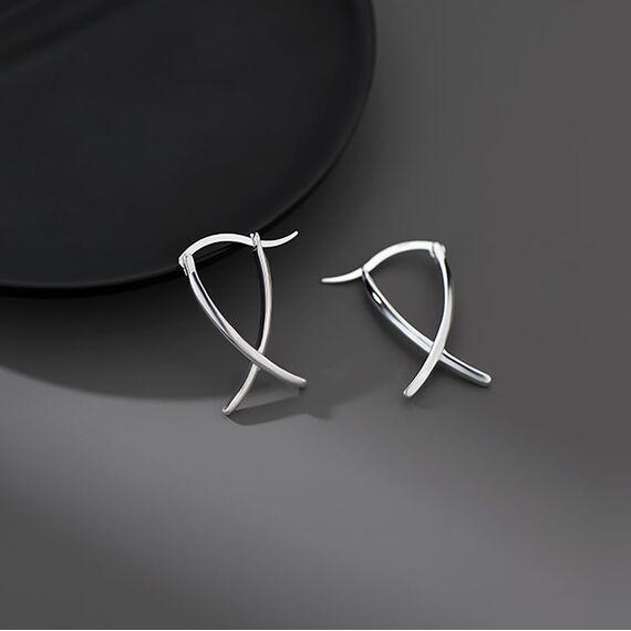 SLUYNZ 925 Sterling Silber X Creolen Ohrringe für Frauen Damen Minimalistische Creolen Huggie (A-Silver)