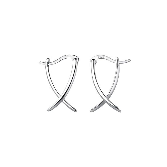 SLUYNZ 925 Sterling Silber X Creolen Ohrringe für Frauen Damen Minimalistische Creolen Huggie (A-Silver)