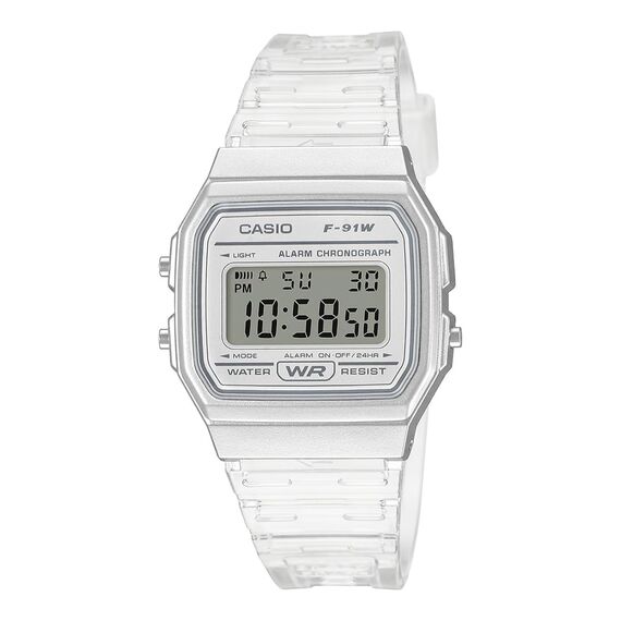Casio Damen Digital Quarz Uhr mit Resin Armband F-91WS-7EF, Transparent